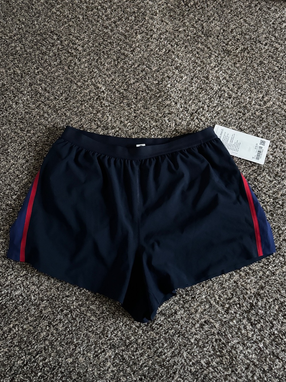 lululemon athletica Navy Athletic Shorts with Red Side Trim